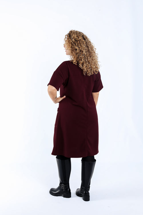 Einfarbiges kurzes Kleid-Paprika-2