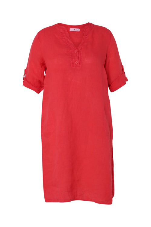 Leinen-Tunika-Kleid uni-Paprika-10