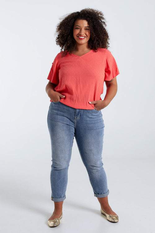 Einfarbige Viskosebluse-Paprika-8