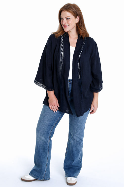 Leinenjacke mit durchbrochenem Detail-Paprika-9