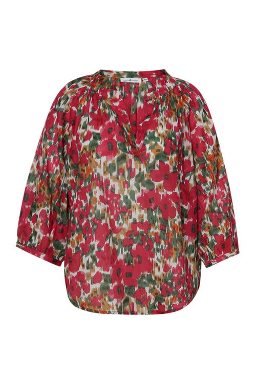 Bluse aus Baumwolle mit Blumenmuster-Paprika-10