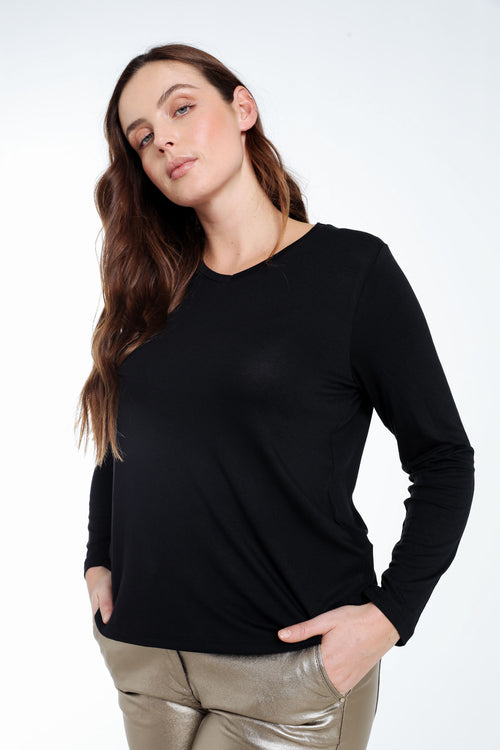 Unifarbenes Viskose-T-Shirt-Paprika-7