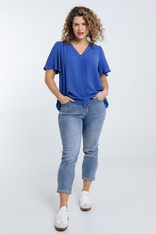 Blouse unie détail lurex-Paprika-8