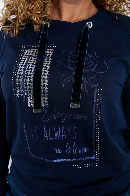 Sweat en molleton uni avec imprimé et strass-Paprika-3