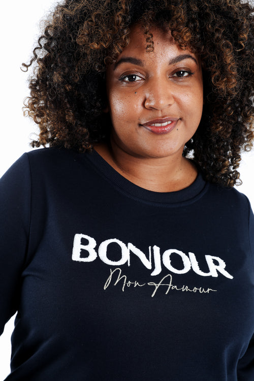 Sweatshirt "Bonjour" mit falschem Hemd-Paprika-5