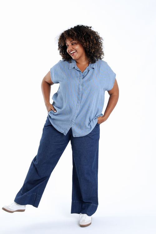 Blouse en tencel rayée-Paprika-8