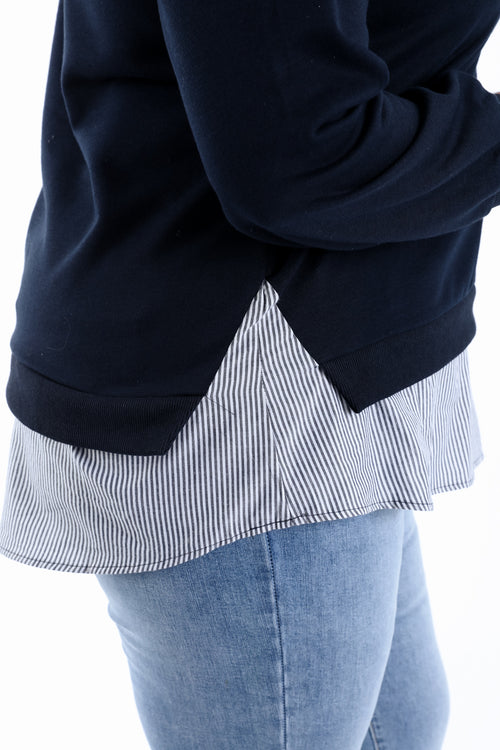 Sweatshirt "Bonjour" mit falschem Hemd-Paprika-7