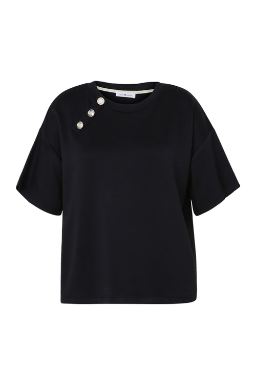 Uni T-Shirt mit dekorativen Knöpfen-Paprika-10