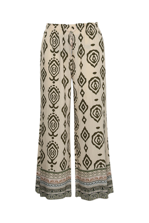 Pantalon large imprimé ethnique bicolore-Paprika-11