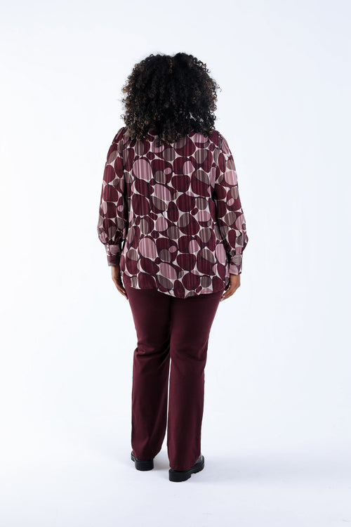 Bluse mit Runddruck und Folienprägung-Paprika-2