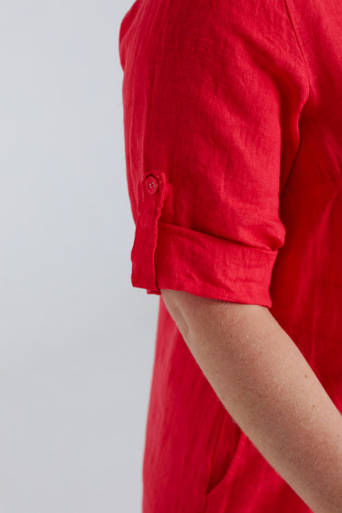 Leinen-Tunika-Kleid uni-Paprika-4