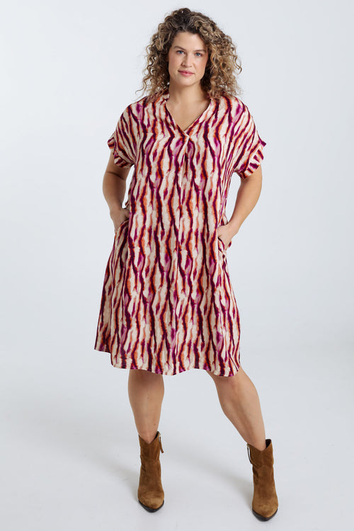 Kleid aus Viskose mit ethnischem Print-Paprika-8