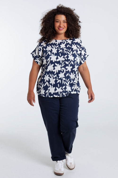 Bluse aus bedruckter, zweifarbiger Viskose-Paprika-9