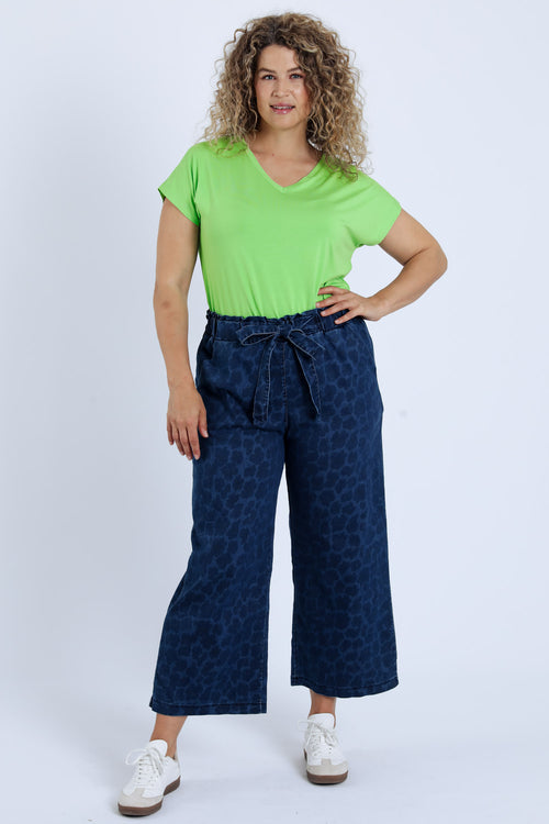 Jeans large 3/4 imprimé peau de bête-Paprika-8