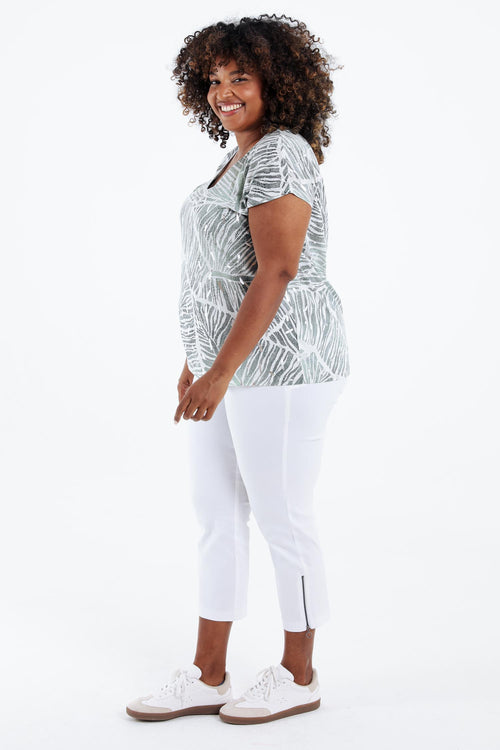 T-shirt imprimé feuilles en foil-Paprika-9