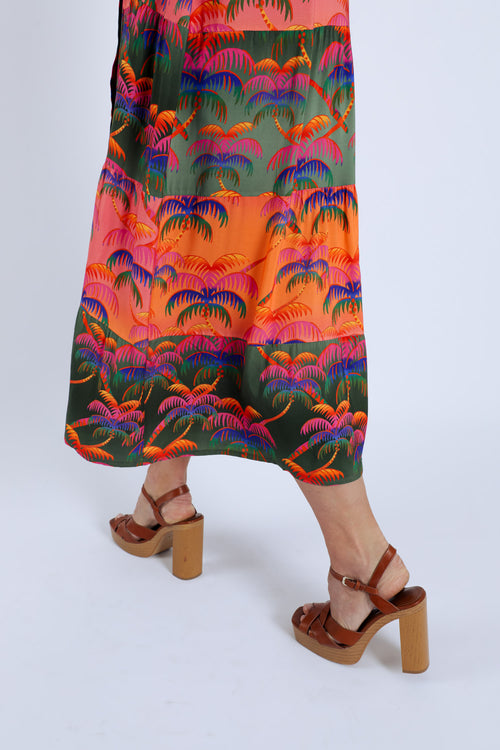 Robe en viscose imprimé palmiers-Paprika-4