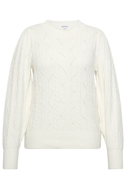 Uni Pullover mit Zopfmuster und Perlen-Paprika-2