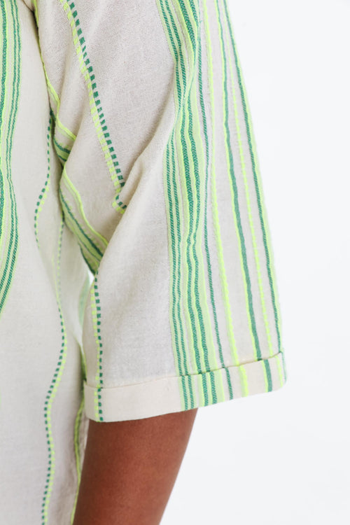 Bluse aus 100% Baumwolle mit fluoreszierenden Streifen-Paprika-6