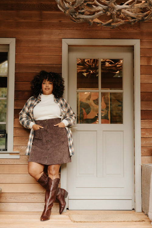 Jupe courte en velours-Paprika-1