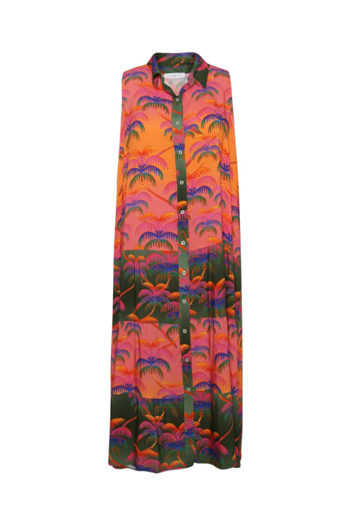 Robe en viscose imprimé palmiers-Paprika-10