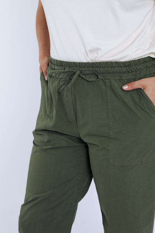 Boyfriend-Hose aus einfarbigem Baumwollstoff mit Taschen-Paprika-5