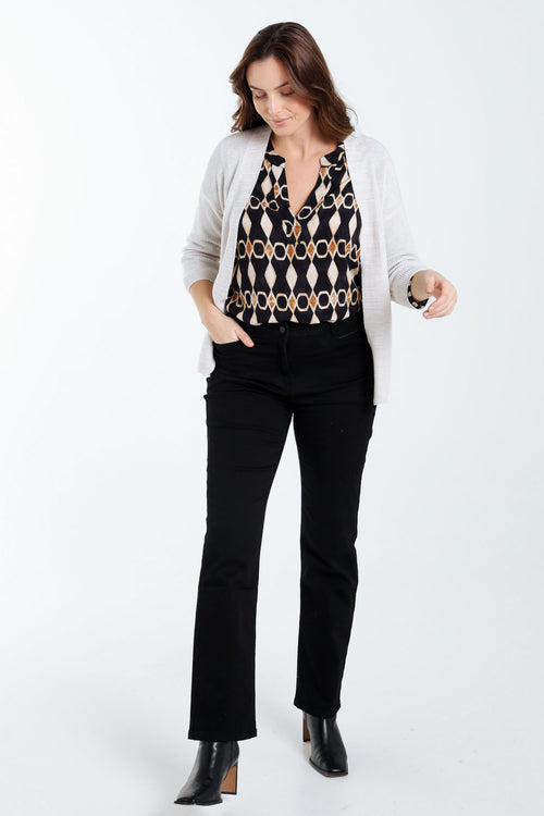 Kurzer, unifarbener Cardigan aus Viskose mit Lurex-Paprika-9