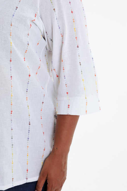 Hemd aus Baumwollgaze mit bunten Streifen-Paprika-6