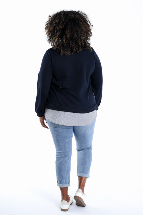 Sweatshirt "Bonjour" mit falschem Hemd-Paprika-3