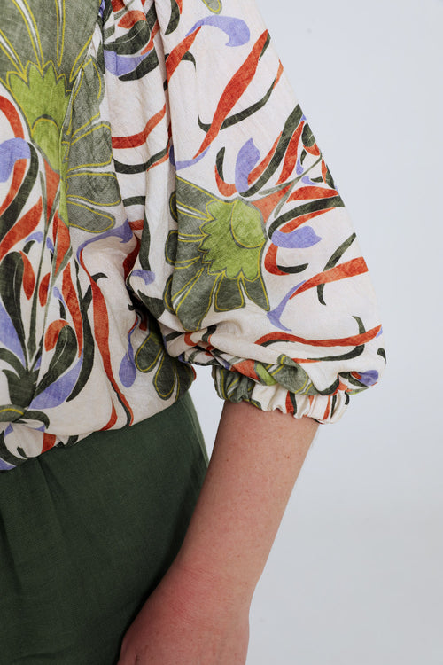 Blouse en viscose imprimé floral-Paprika-5