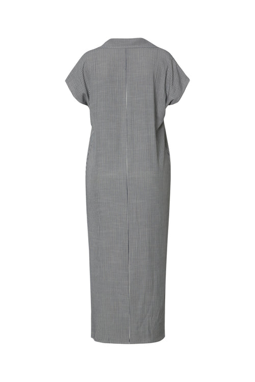 Langes Kleid aus Viskose mit Streifen-Paprika-11