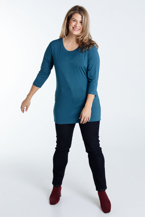 Einfaches, einfarbiges Viskose-T-Shirt-Paprika-7