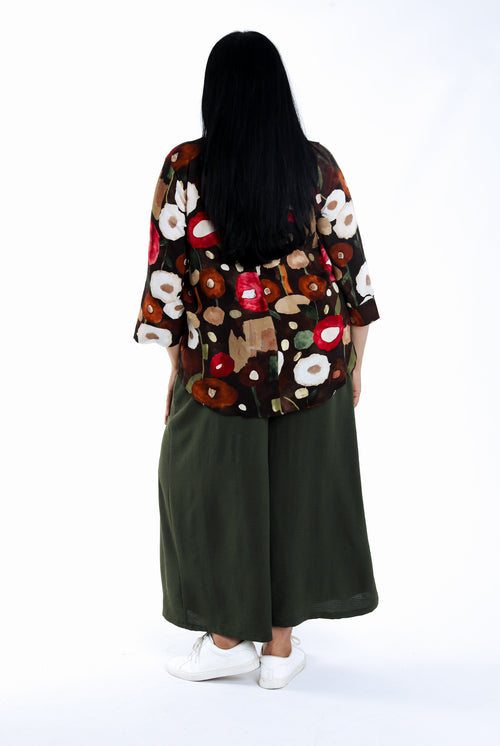 Bluse aus bedrucktem Viskose mit Mohnblumen-Paprika-1
