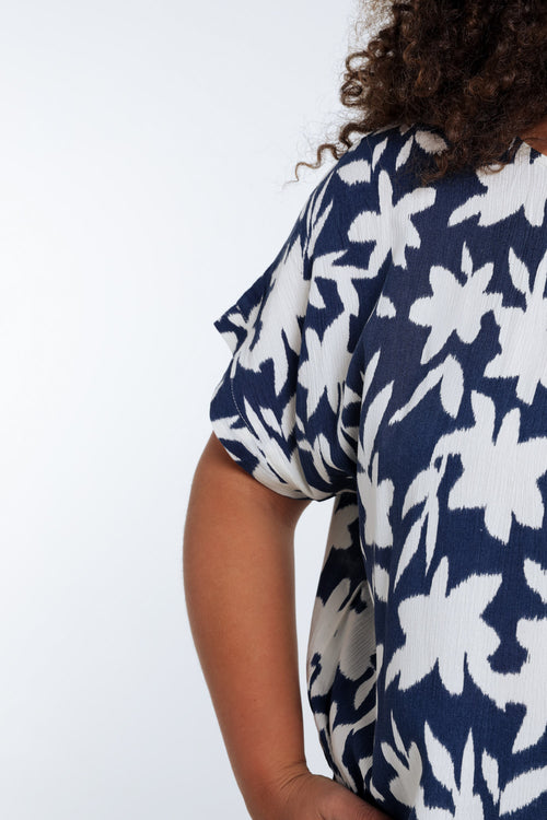 Bluse aus bedruckter, zweifarbiger Viskose-Paprika-4