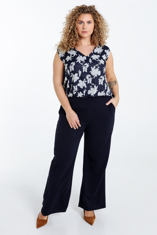 Combinaison bi-matière imprimé fleuri-Paprika-8