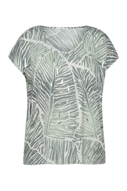 T-shirt imprimé feuilles en foil-Paprika-10