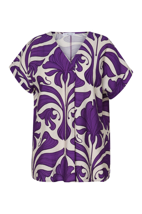 Bicolor Bluse mit floralem Druck-Paprika-10