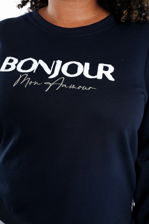 Sweatshirt "Bonjour" mit falschem Hemd-Paprika-4