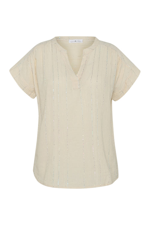 Einfarbige Baumwollbluse mit Paillettenstreifen-Paprika-10