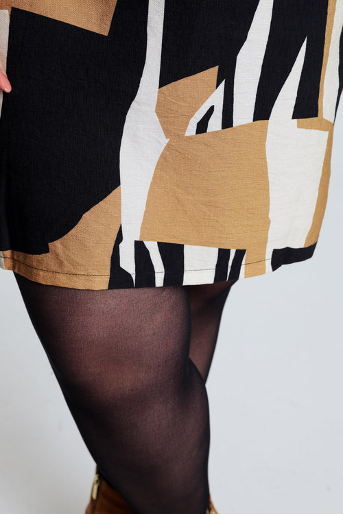 Robe en viscose imprimé graphique-Paprika-7