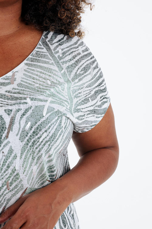 T-shirt imprimé feuilles en foil-Paprika-4