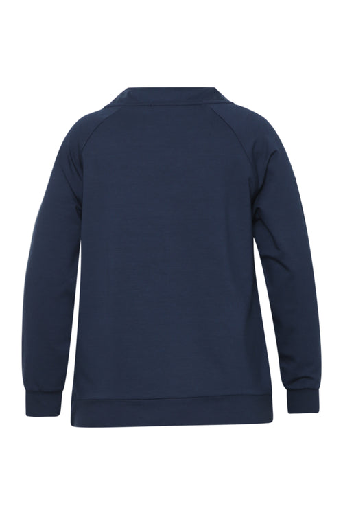 Sweat en molleton uni avec imprimé et strass-Paprika-9