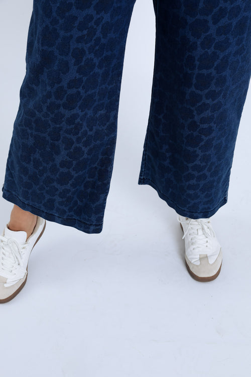 Jeans large 3/4 imprimé peau de bête-Paprika-4