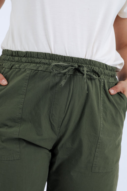 Boyfriend-Hose aus einfarbigem Baumwollstoff mit Taschen-Paprika-6