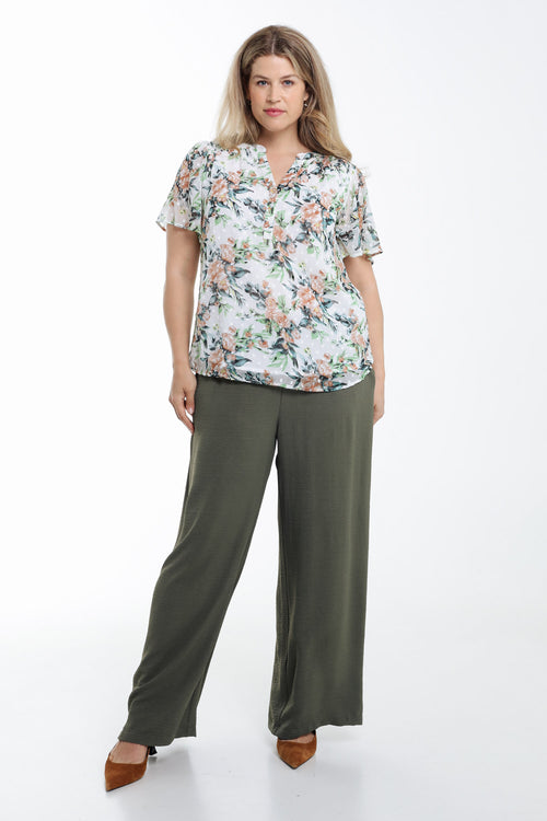 Bluse mit floralem Druck und Plissee-Paprika-9