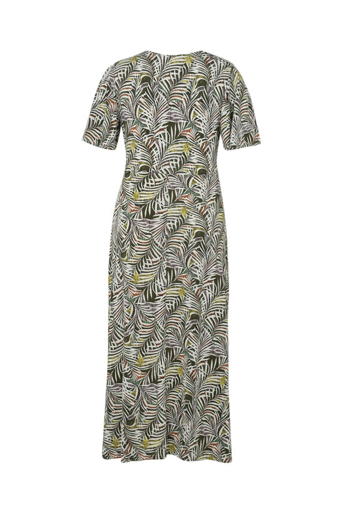 Langes Kleid mit Blätterdruck-Paprika-11
