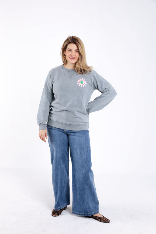 Sweat en coton imprimé fleuri-Paprika-7