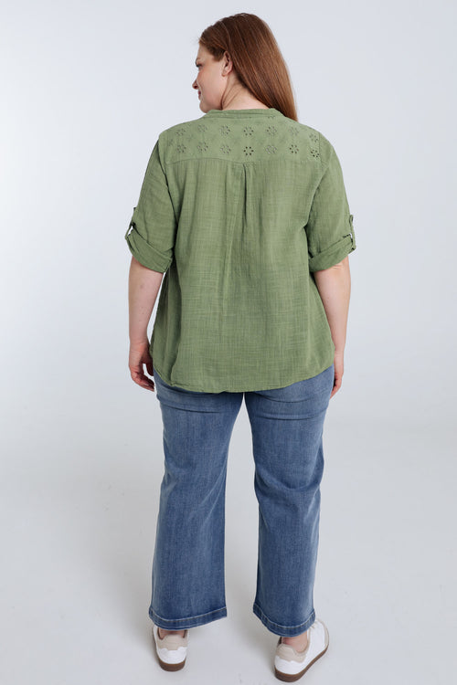 Bluse aus einfarbigem Baumwollvoile-Paprika-2