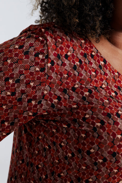 Gerade geschnittenes Top mit Kreismuster-Paprika-6