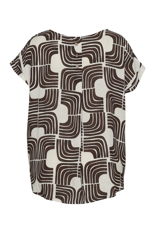 Bluse aus Viskose mit zweifarbigem grafischem Druck-Paprika-11