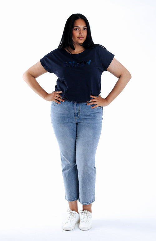 Jeans slim 7/8 Louise avec détail broderie-Paprika-5